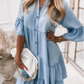 👗Rochie de vară cu decolteu în V și volane - aspect ușor Denim