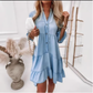 👗Rochie de vară cu decolteu în V și volane - aspect ușor Denim