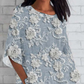 Ultima zi pentru 50% reducere！Tricou lejer cu mâneci 3/4 cu imprimeu floral 3D