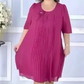👗 Rochie plisată cu mânecă scurtă și gât rotund