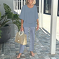 👗 Set pantaloni imprimați și top cu gât rotund