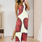 Rochie maxi cu un umăr și imprimare de palmier