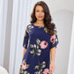 Rochie cu gât rotund și imprimeu floral