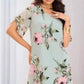 Rochie cu gât rotund și imprimeu floral