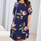 Rochie cu gât rotund și imprimeu floral