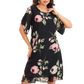 Rochie cu gât rotund și imprimeu floral