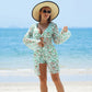 Set de trei piese pentru costume de baie pentru femei - parasolar, top bikini și pantaloni scurți