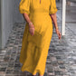 🎉Rochie de culoare solidă din bumbac și in