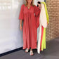 Rochie maxi cu bule și mâneci 3/4 cu decolteu în V