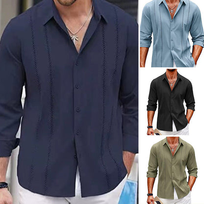 🛒 Top cu mânecă lungă de o singură culoare pentru bărbați