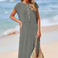 Rochie maxi Henley din tricot cu nervuri pentru femei