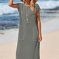 Rochie maxi Henley din tricot cu nervuri pentru femei