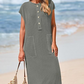 Rochie maxi Henley din tricot cu nervuri pentru femei