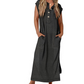 Rochie maxi Henley din tricot cu nervuri pentru femei