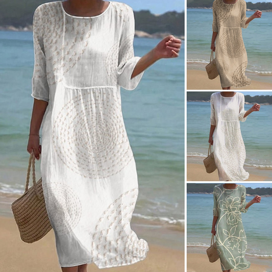 👗 Rochie lungă casual cu imprimeu pentru femei