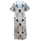 Rochie casual cu imprimeu floral și mâneci scurte pentru femei