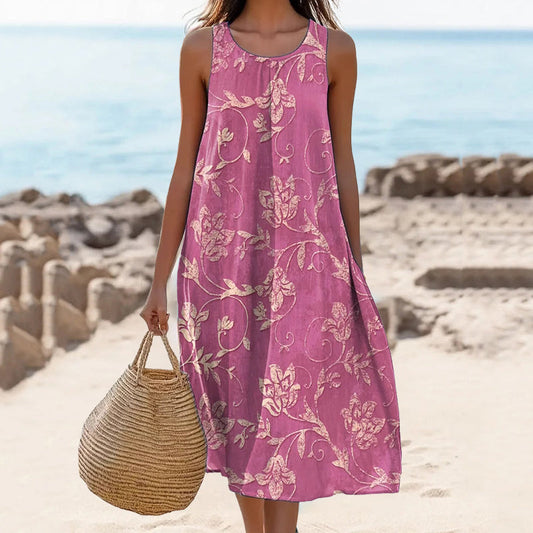 Rochie casual pentru femei cu gât rotund imprimat