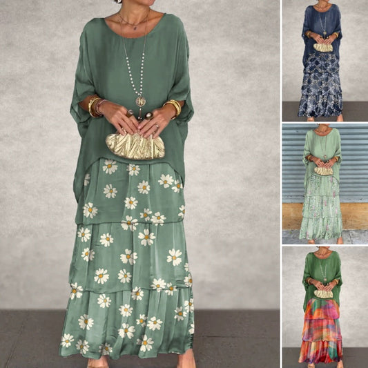 Rochie elegantă din țesătură de plasă, cu decolteu rotund și imprimeu floral