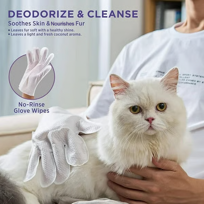 🐈🐕‍🦺Kesztyű háziállatok tisztításához és szagtalanításához öblítés nélkül🐾