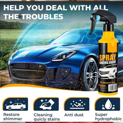 🚗Spray de acoperire rapidă ceramică SiO₂ 3 în 1 – spălare fără apă, strălucire fără pete și protecție împotriva apei