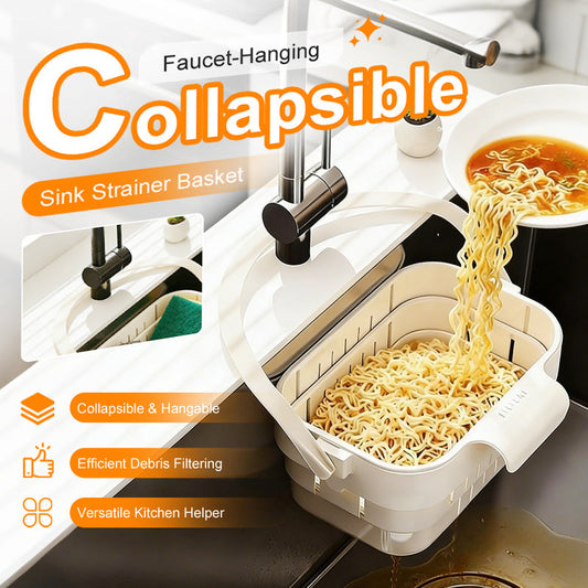 🥦🍅Coș filtrant pliabil pentru chiuvetă, care se agăță de robinet