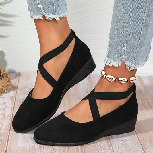 Pantofi eleganți cu talpă joasă, curea elastică și culoare solidă🥿