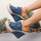 💎 💎 Sandale de damă din denim cu platformă glisantă - talpă anti-alunecare și cataramă reglabilă 👟💙