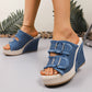 💎 💎 Sandale de damă din denim cu platformă glisantă - talpă anti-alunecare și cataramă reglabilă 👟💙