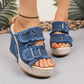 💎 💎 Sandale de damă din denim cu platformă glisantă - talpă anti-alunecare și cataramă reglabilă 👟💙