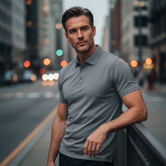 👕Tricou bărbătesc cu guler și mânecă scurtă, cu uscare rapidă