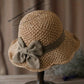 🏖️👒 Pălărie elegantă din paie țesută, cu fundă