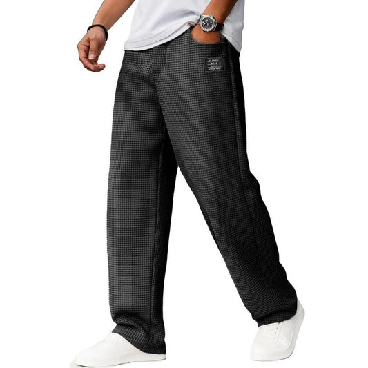 👖Pantaloni tricotați lejeri, confortabili, cu un model simplu în carouri și talie reglabilă