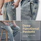 👖Pantaloni de blugi pentru bărbați, potriviți pentru toate anotimpurile, cu croi larg și cordon de strângere