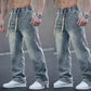 👖Pantaloni de blugi pentru bărbați, potriviți pentru toate anotimpurile, cu croi larg și cordon de strângere