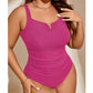 👙Costum de baie dintr-o singură piesă, pentru mărimi mari, cu efect de slăbire a taliei🖤💥