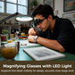 🔍  ✨ Precíziós LED-es nagyítószemüvegek – Cserélhető lencsék, HD optika, Kézhasználat nélkül használható 💡