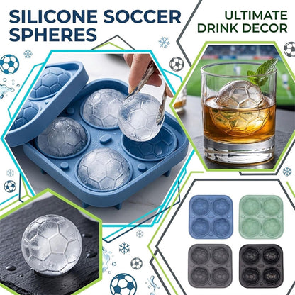 ⚽ Formă de gheață din silicon în formă de minge de fotbal – distracție garantată și preparare ușoară a cuburilor de gheață pentru băuturi 🍹✨