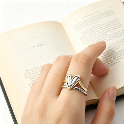 📢📢33% OFF !! ⏰Two-Tone Layered Heart Ring